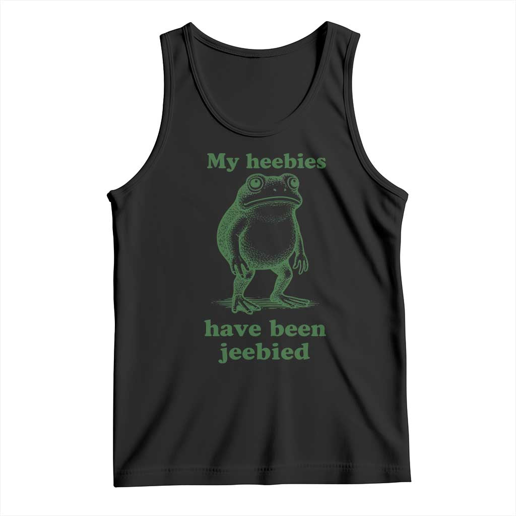 Funny Frog Tank Top My Heebies Have Been Jeebied Weirdcore Meme TS10 Black Print Your Wear