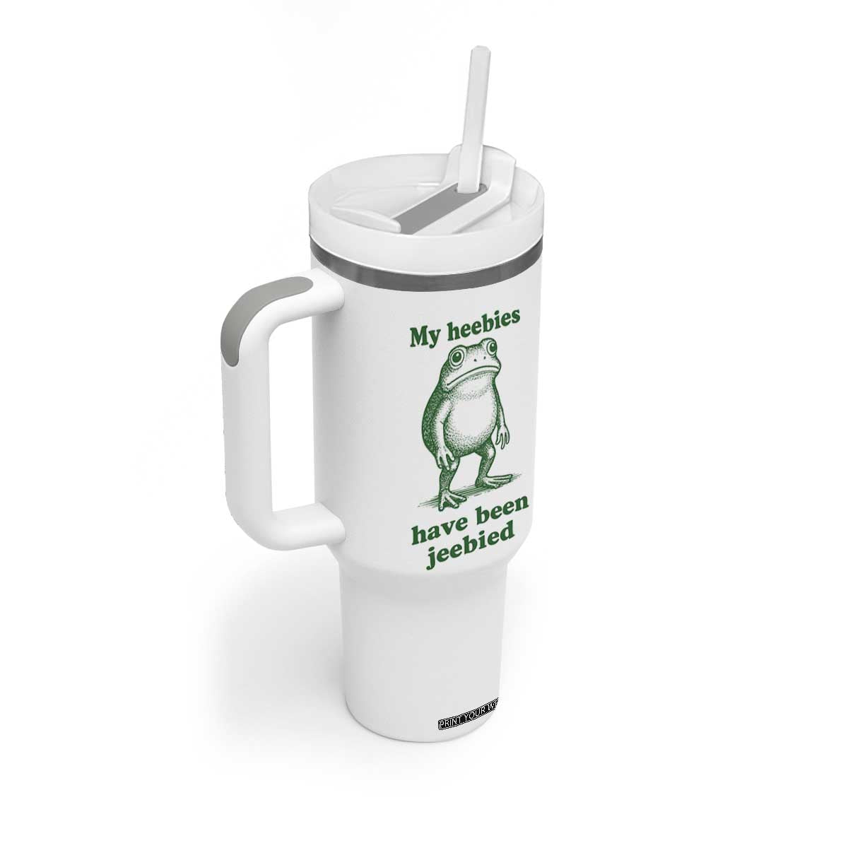 Funny Frog Tumbler With Handle My Heebies Have Been Jeebied Weirdcore Meme TS10 Print Your Wear