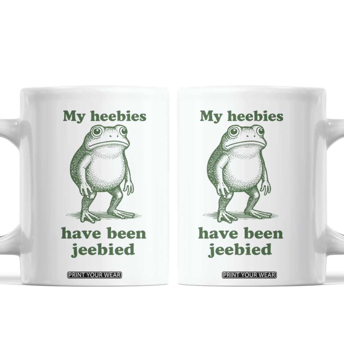 Funny Frog Coffee Mug My Heebies Have Been Jeebied Weirdcore Meme TS10 White Print Your Wear