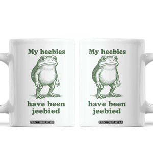 Funny Frog Coffee Mug My Heebies Have Been Jeebied Weirdcore Meme TS10 White Print Your Wear