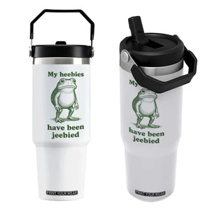 Funny Frog Flip Straw Tumbler My Heebies Have Been Jeebied Weirdcore Meme TS10 One Size: 30 oz White Print Your Wear