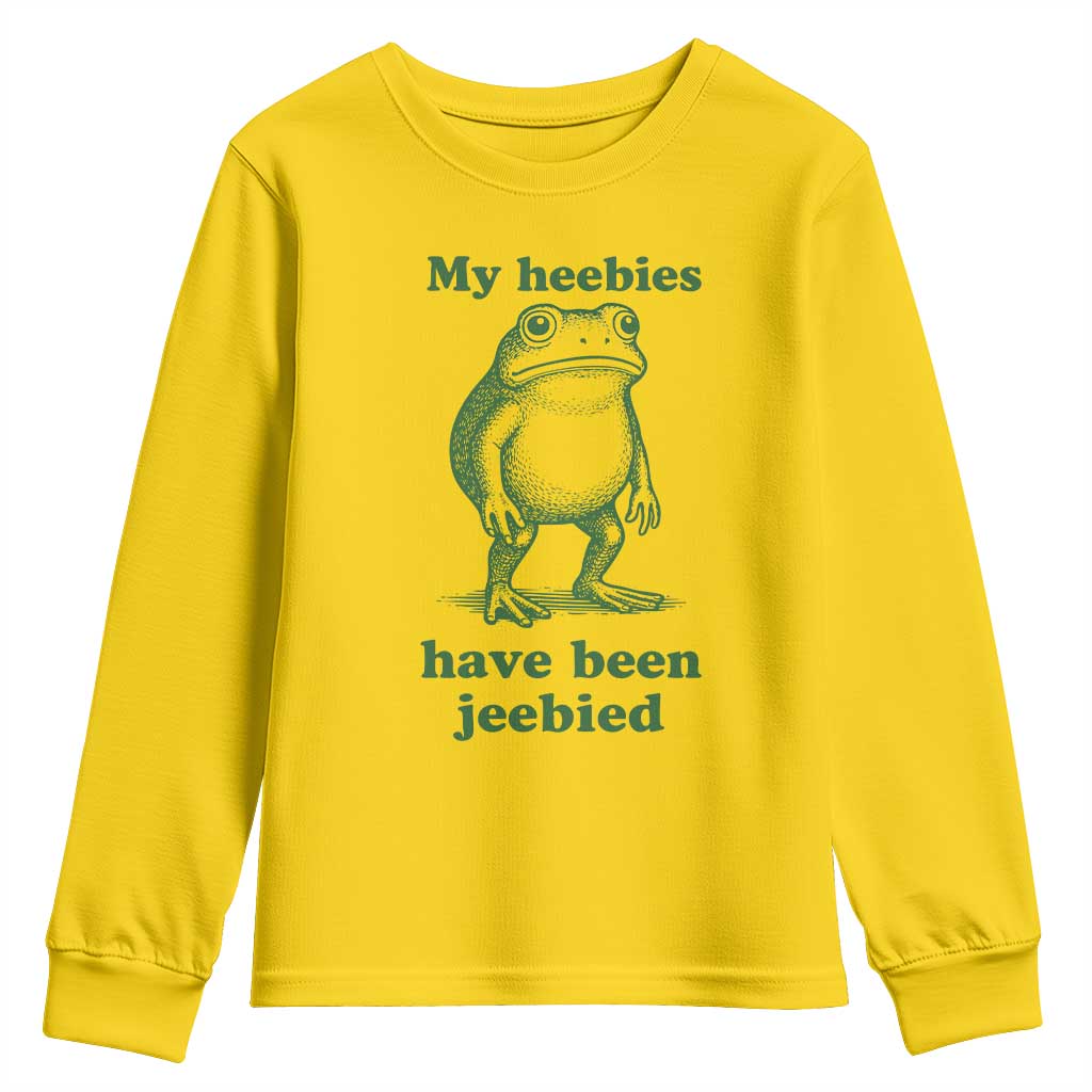 Funny Frog Youth Sweatshirt My Heebies Have Been Jeebied Weirdcore Meme TS10 Daisy Print Your Wear