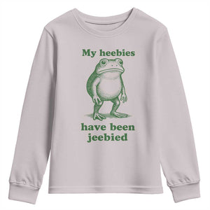 Funny Frog Youth Sweatshirt My Heebies Have Been Jeebied Weirdcore Meme TS10 Ice Gray Print Your Wear