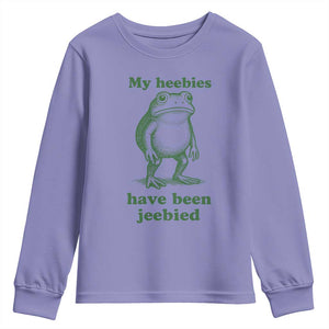 Funny Frog Youth Sweatshirt My Heebies Have Been Jeebied Weirdcore Meme TS10 Violet Print Your Wear