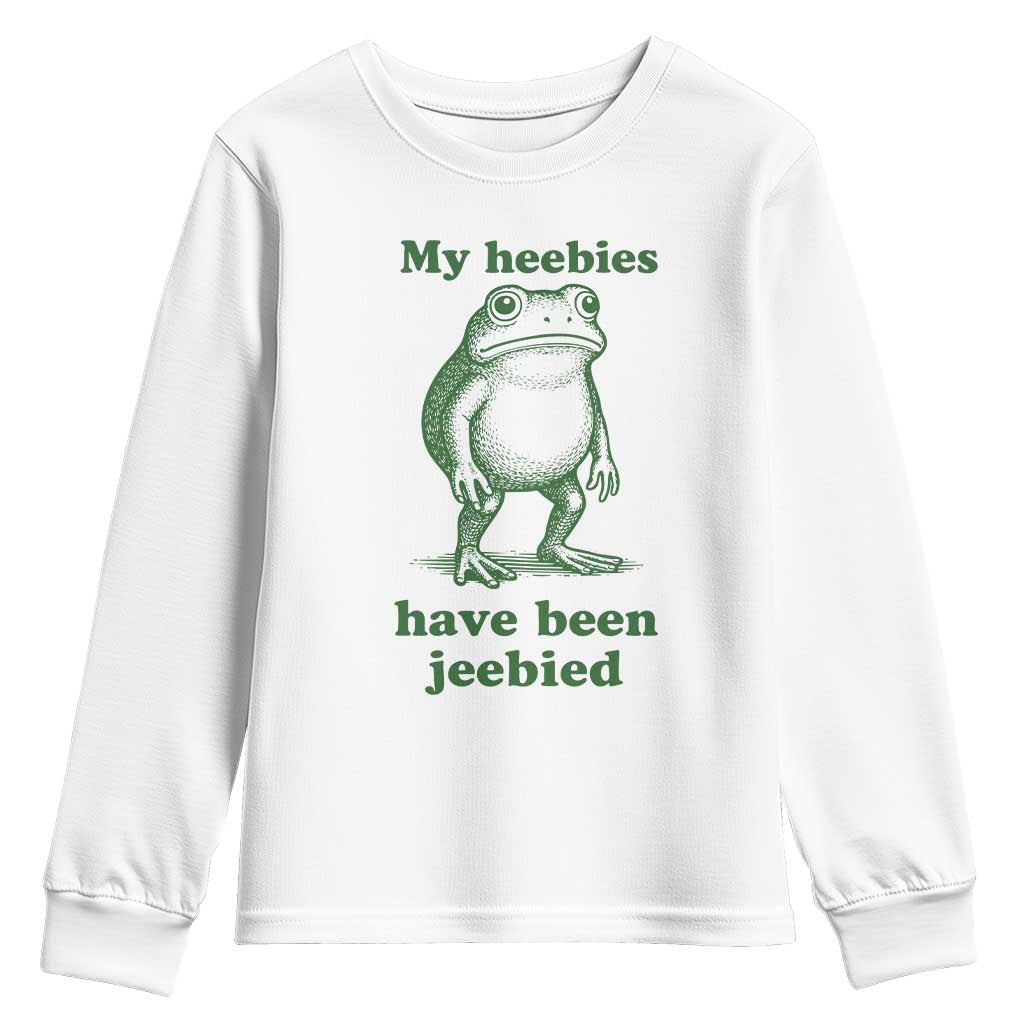 Funny Frog Youth Sweatshirt My Heebies Have Been Jeebied Weirdcore Meme TS10 White Print Your Wear