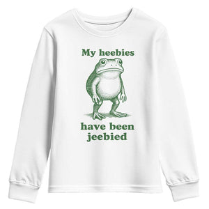 Funny Frog Youth Sweatshirt My Heebies Have Been Jeebied Weirdcore Meme TS10 White Print Your Wear