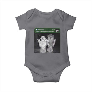 There is Motion at Your Front Door Baby Onesie Funny Golden Retriever Dog And Lion Motion Meme TS10 Charcoal Print Your Wear