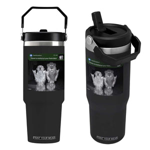 There is Motion at Your Front Door Flip Straw Tumbler Funny Golden Retriever Dog And Lion Motion Meme TS10 One Size: 30 oz Black Print Your Wear