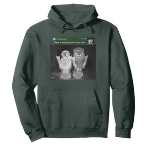 There is Motion at Your Front Door Hoodie Funny Golden Retriever Dog And Lion Motion Meme TS10 Dark Forest Green Print Your Wear