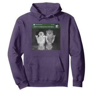 There is Motion at Your Front Door Hoodie Funny Golden Retriever Dog And Lion Motion Meme TS10 Purple Print Your Wear