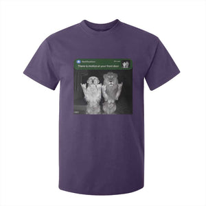 There is Motion at Your Front Door T Shirt For Kid Funny Golden Retriever Dog And Lion Motion Meme TS10 Purple Print Your Wear