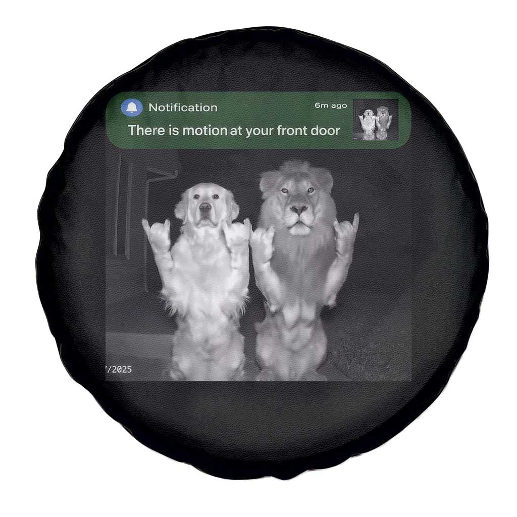 There is Motion at Your Front Door Spare Tire Cover Funny Golden Retriever Dog And Lion Motion Meme TS10 Print Your Wear