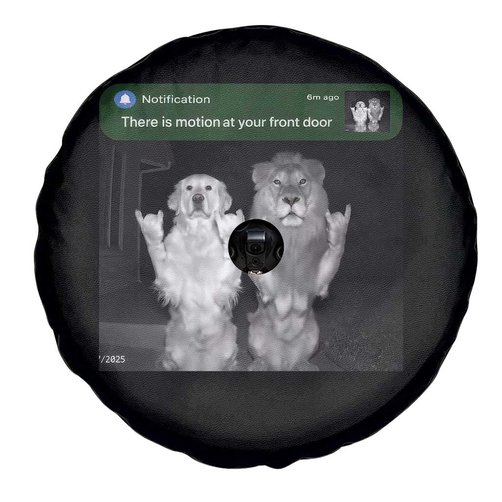 There is Motion at Your Front Door Spare Tire Cover Funny Golden Retriever Dog And Lion Motion Meme TS10 Print Your Wear