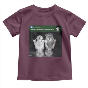 There is Motion at Your Front Door Toddler T Shirt Funny Golden Retriever Dog And Lion Motion Meme TS10 Maroon Print Your Wear