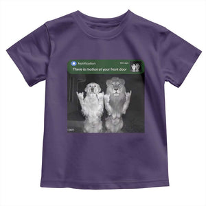 There is Motion at Your Front Door Toddler T Shirt Funny Golden Retriever Dog And Lion Motion Meme TS10 Purple Print Your Wear