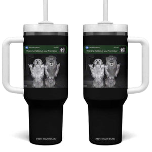 There is Motion at Your Front Door Tumbler With Handle Funny Golden Retriever Dog And Lion Motion Meme TS10 One Size: 40 oz Black Print Your Wear