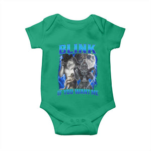 Funny Alpha Wolf Meme Baby Onesie Blink If You Want Me Bootleg Cringe Humor TS10 Irish Green Print Your Wear