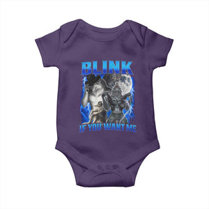 Funny Alpha Wolf Meme Baby Onesie Blink If You Want Me Bootleg Cringe Humor TS10 Purple Print Your Wear