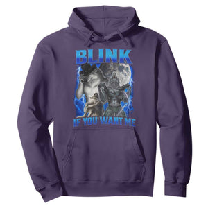 Funny Alpha Wolf Meme Hoodie Blink If You Want Me Bootleg Cringe Humor TS10 Purple Print Your Wear