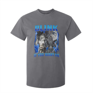 Funny Alpha Wolf Meme T Shirt For Kid Blink If You Want Me Bootleg Cringe Humor TS10 Charcoal Print Your Wear