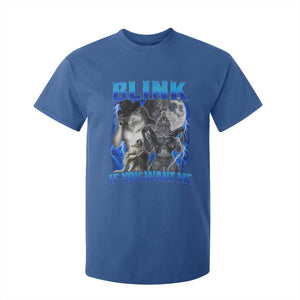 Funny Alpha Wolf Meme T Shirt For Kid Blink If You Want Me Bootleg Cringe Humor TS10 Royal Blue Print Your Wear