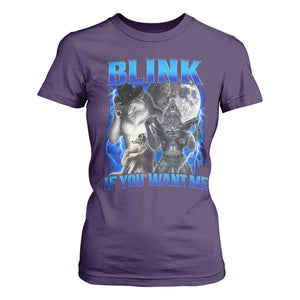 Funny Alpha Wolf Meme T Shirt For Women Blink If You Want Me Bootleg Cringe Humor TS10 Purple Print Your Wear