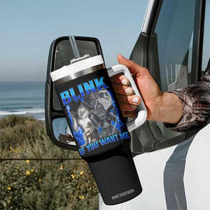 Funny Alpha Wolf Meme Tumbler With Handle Blink If You Want Me Bootleg Cringe Humor TS10 Print Your Wear