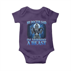 Funny Alpha Wolf Baby Onesie My Doctor Said I'm Morbidly A Beast Meme TS10 Purple Print Your Wear