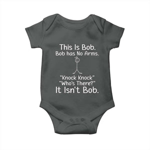 Funny This is Bob Knock Knock Joke Baby Onesie TS10 Dark Heather Print Your Wear