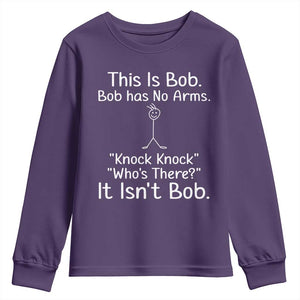 Funny This is Bob Knock Knock Joke Youth Sweatshirt TS10 Purple Print Your Wear