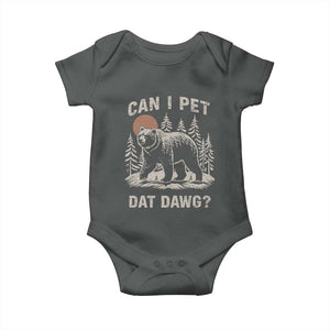 Can I Pet Dat Dawg Baby Onesie Hiker Animal Lover Funny Bear Outdoors Meme TS10 Dark Heather Print Your Wear