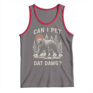 Can I Pet Dat Dawg Tank Top Hiker Animal Lover Funny Bear Outdoors Meme TS10 Deep Heather Red Print Your Wear