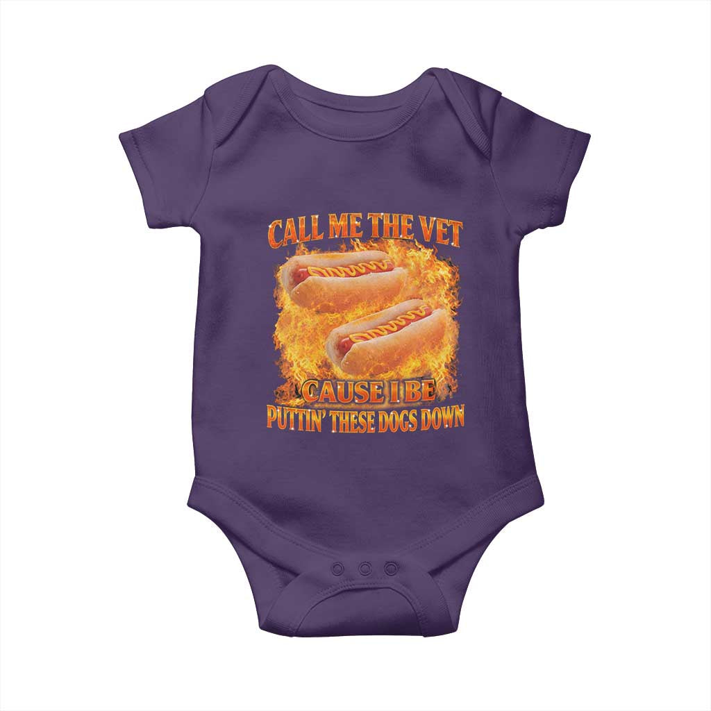 Funny Hard Hot Dog Meme Baby Onesie Call Me The Vet Cause I Be Bootleg TS10 Purple Print Your Wear