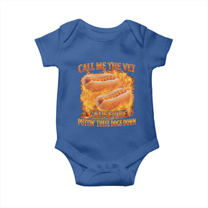 Funny Hard Hot Dog Meme Baby Onesie Call Me The Vet Cause I Be Bootleg TS10 Royal Blue Print Your Wear