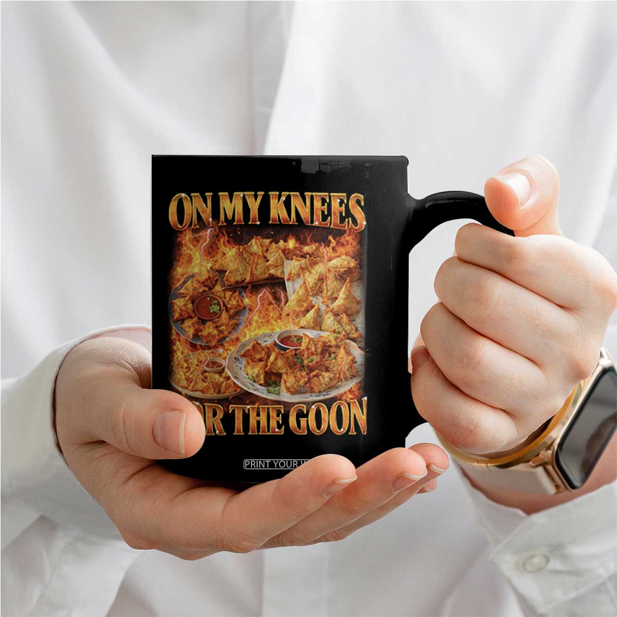 Funny Crab Rangoon Meme Coffee Mug Vintage 90s Style On My Knees Bootleg Graphic TS10 Print Your Wear