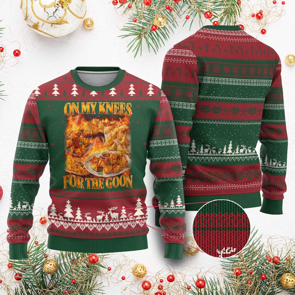 Funny Crab Rangoon Meme Ugly Christmas Sweater Vintage 90s Style On My Knees Bootleg Graphic TS10 Red Green Print Your Wear