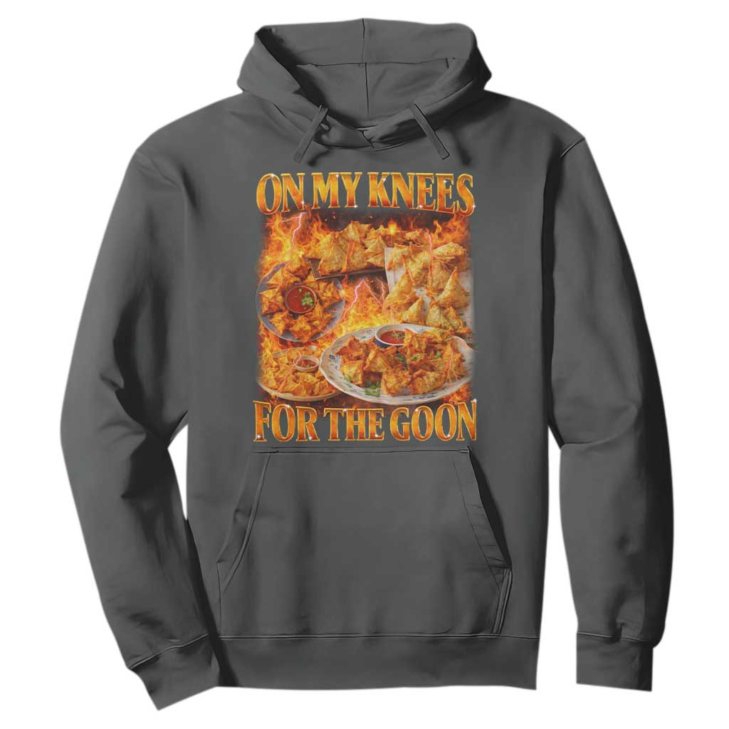 Funny Crab Rangoon Meme Hoodie Vintage 90s Style On My Knees Bootleg Graphic TS10 Dark Heather Print Your Wear