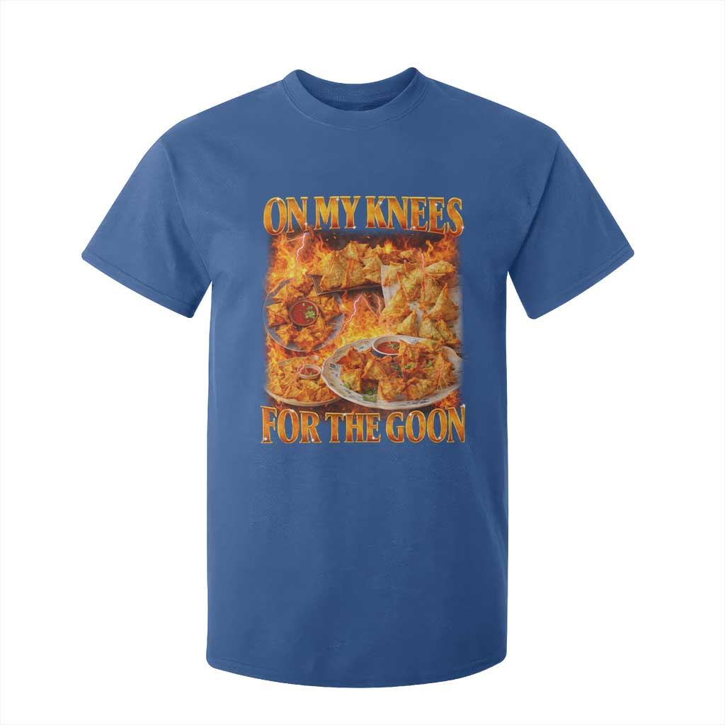 Funny Crab Rangoon Meme T Shirt For Kid Vintage 90s Style On My Knees Bootleg Graphic TS10 Royal Blue Print Your Wear