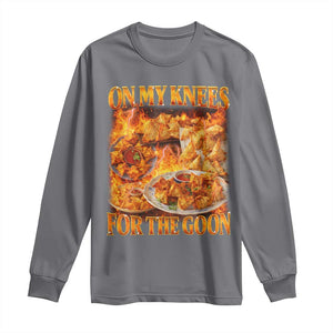 Funny Crab Rangoon Meme Long Sleeve Shirt Vintage 90s Style On My Knees Bootleg Graphic TS10 Charcoal Print Your Wear