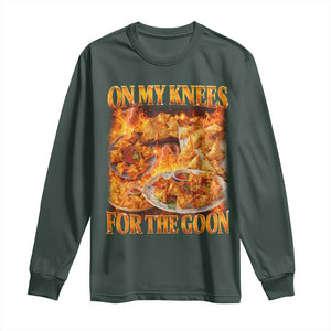 Funny Crab Rangoon Meme Long Sleeve Shirt Vintage 90s Style On My Knees Bootleg Graphic TS10 Dark Forest Green Print Your Wear
