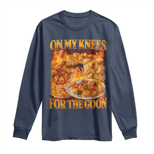 Funny Crab Rangoon Meme Long Sleeve Shirt Vintage 90s Style On My Knees Bootleg Graphic TS10 Navy Print Your Wear