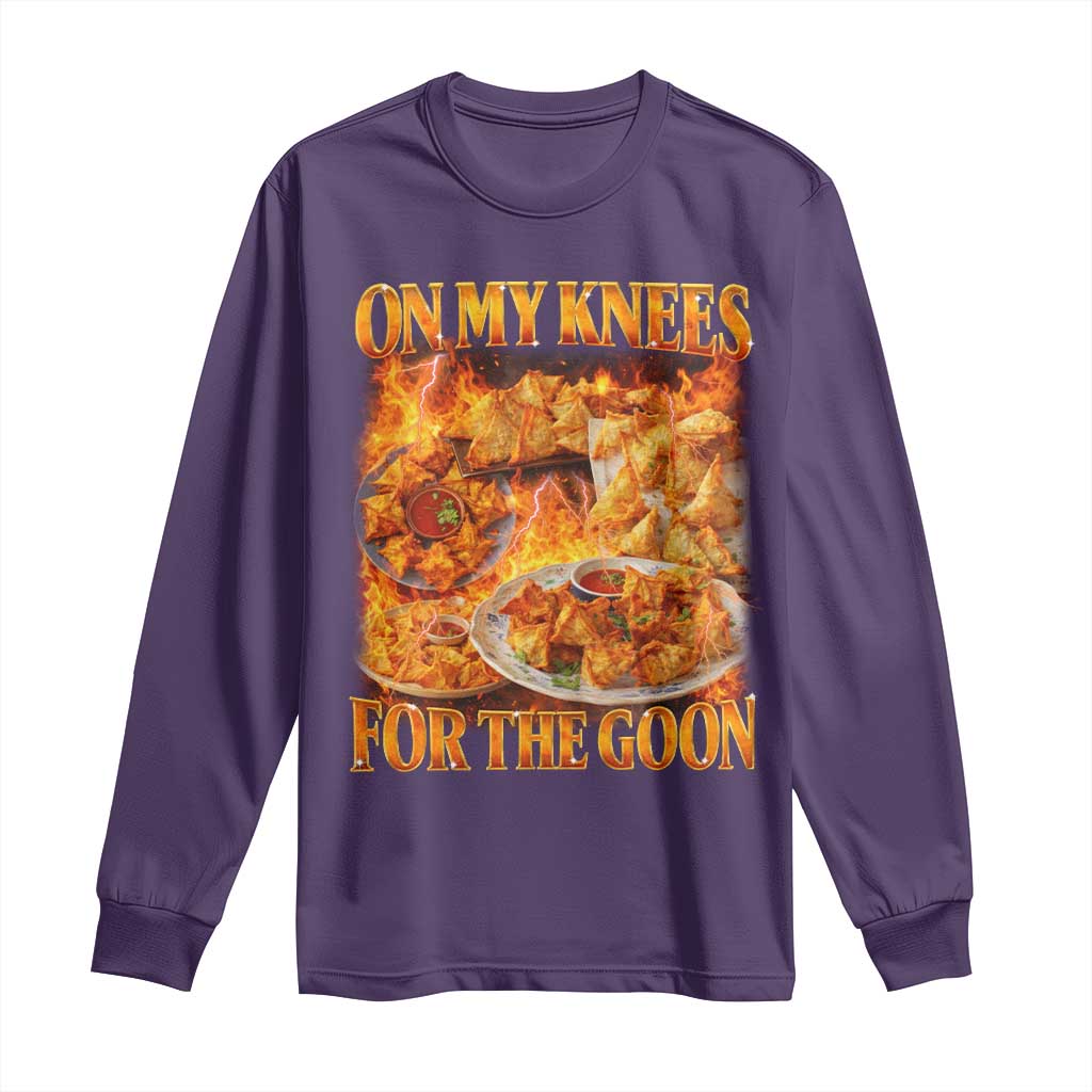 Funny Crab Rangoon Meme Long Sleeve Shirt Vintage 90s Style On My Knees Bootleg Graphic TS10 Purple Print Your Wear
