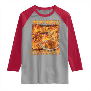 Funny Crab Rangoon Meme Raglan Shirt Vintage 90s Style On My Knees Bootleg Graphic TS10 Sport Gray Red Print Your Wear