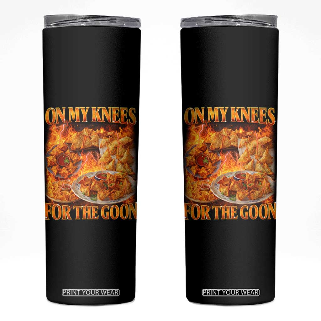 Funny Crab Rangoon Meme Skinny Tumbler Vintage 90s Style On My Knees Bootleg Graphic TS10 Black Print Your Wear