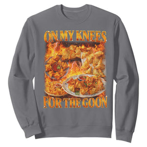 Funny Crab Rangoon Meme Sweatshirt Vintage 90s Style On My Knees Bootleg Graphic TS10 Charcoal Print Your Wear