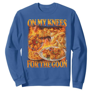 Funny Crab Rangoon Meme Sweatshirt Vintage 90s Style On My Knees Bootleg Graphic TS10 Royal Blue Print Your Wear