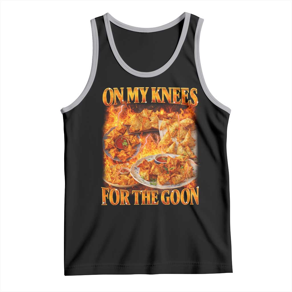Funny Crab Rangoon Meme Tank Top Vintage 90s Style On My Knees Bootleg Graphic TS10 Black Athletic Heather Print Your Wear