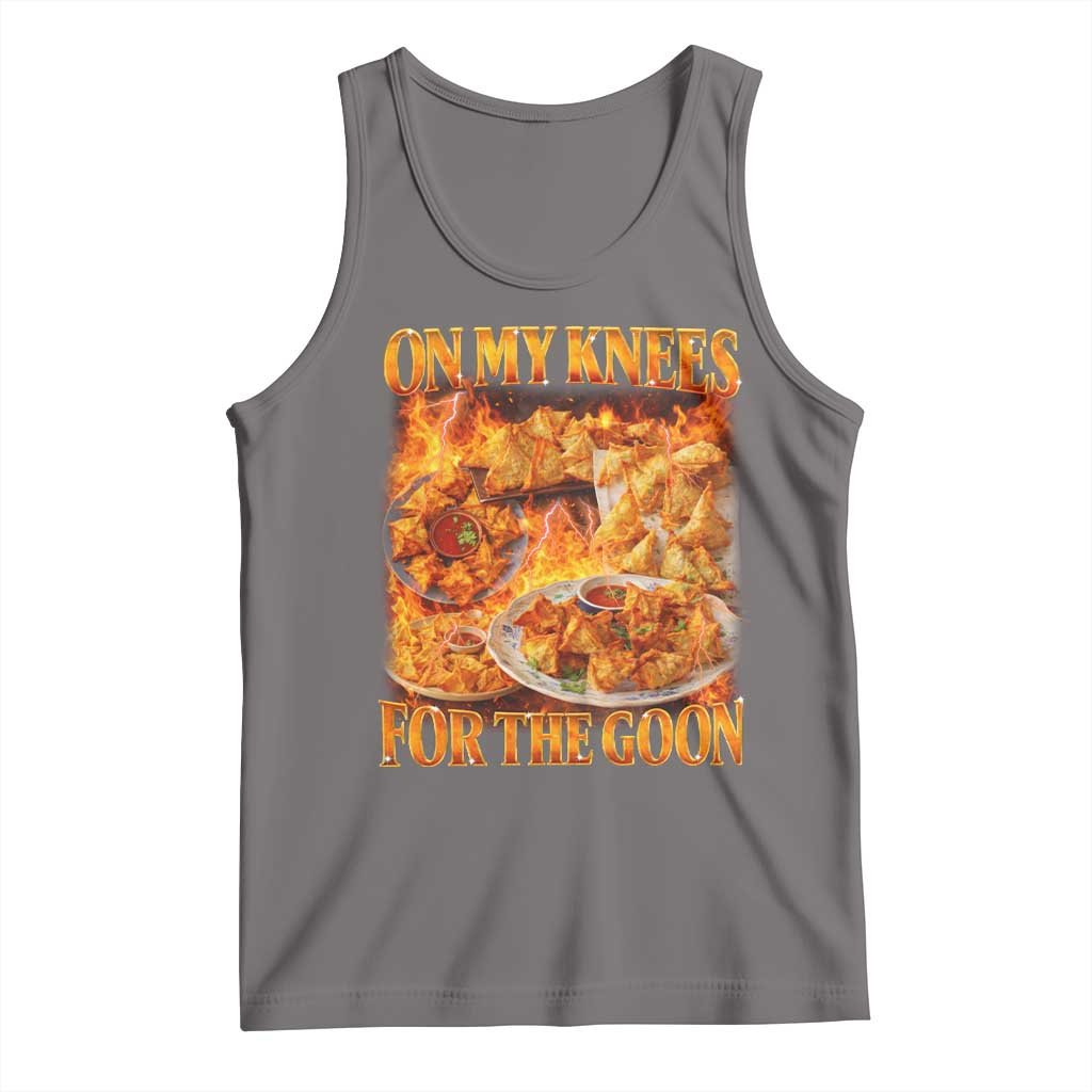 Funny Crab Rangoon Meme Tank Top Vintage 90s Style On My Knees Bootleg Graphic TS10 Deep Heather Print Your Wear