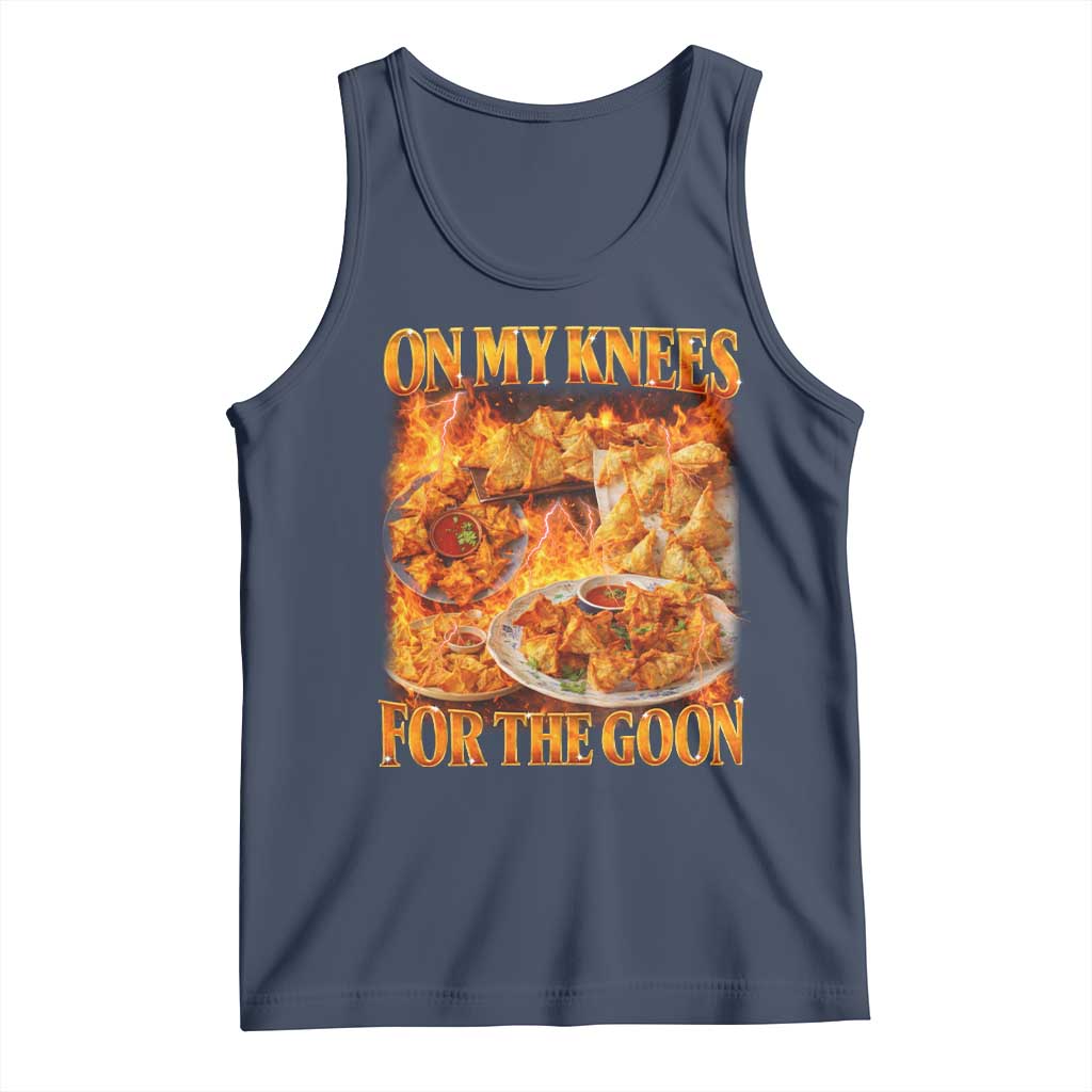 Funny Crab Rangoon Meme Tank Top Vintage 90s Style On My Knees Bootleg Graphic TS10 Navy Print Your Wear
