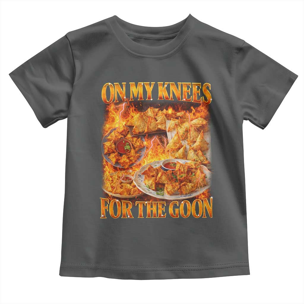 Funny Crab Rangoon Meme Toddler T Shirt Vintage 90s Style On My Knees Bootleg Graphic TS10 Dark Heather Print Your Wear